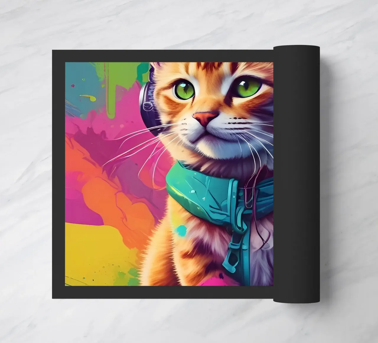 Piccolo gatto con cuffie wpap zerbino da MakArena