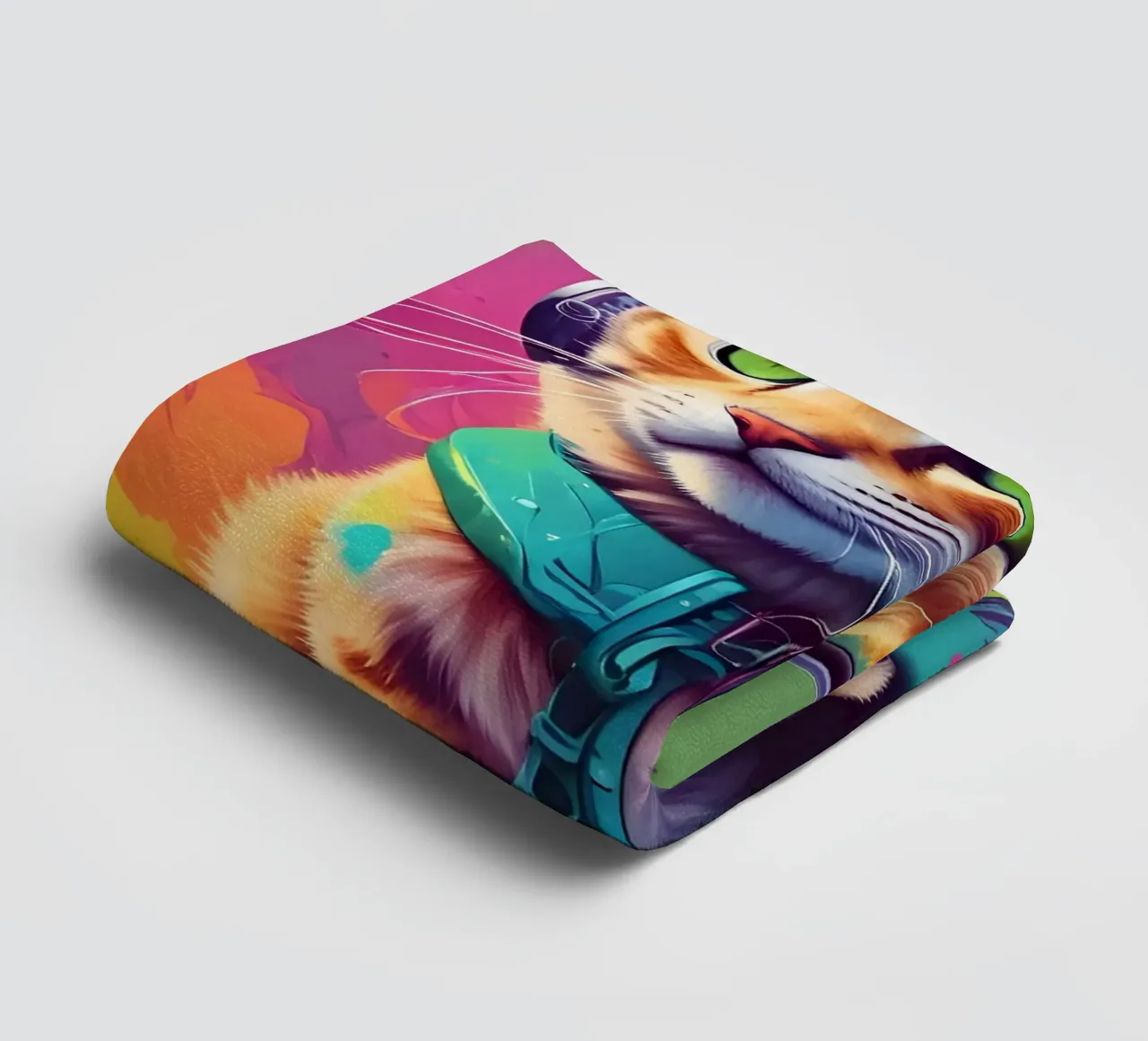 Piccolo gatto con cuffie wpap asciugamano da bagno da MakArena