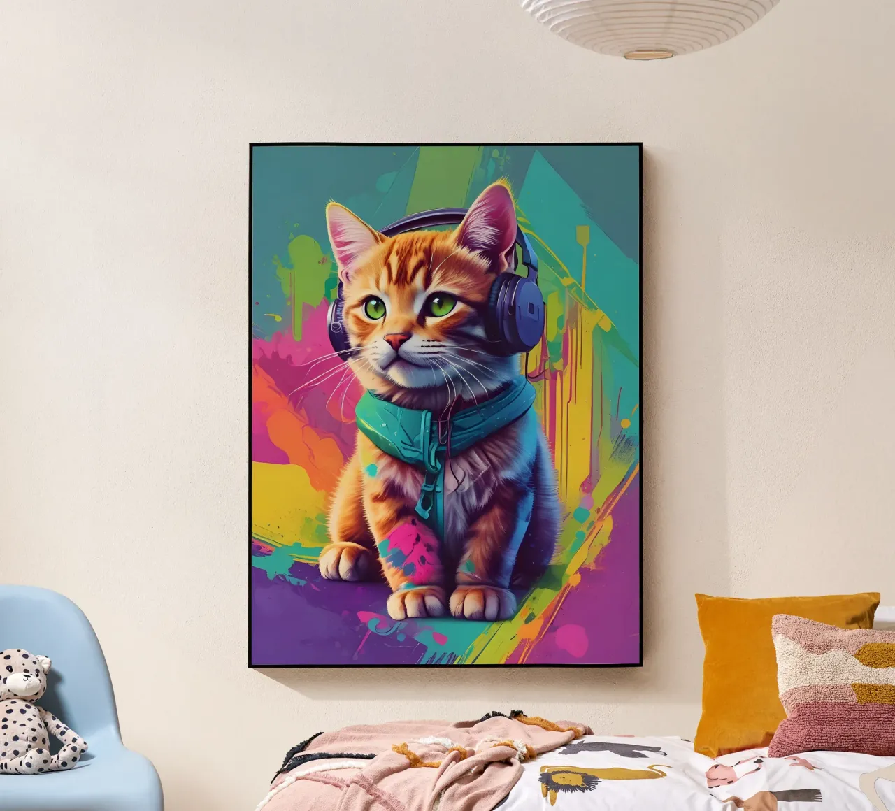Piccolo gatto con cuffie wpap plexiglass da MakArena