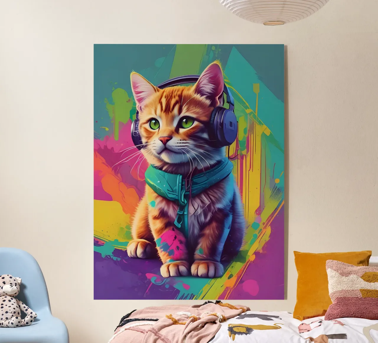 Piccolo gatto con cuffie wpap plexiglass da MakArena
