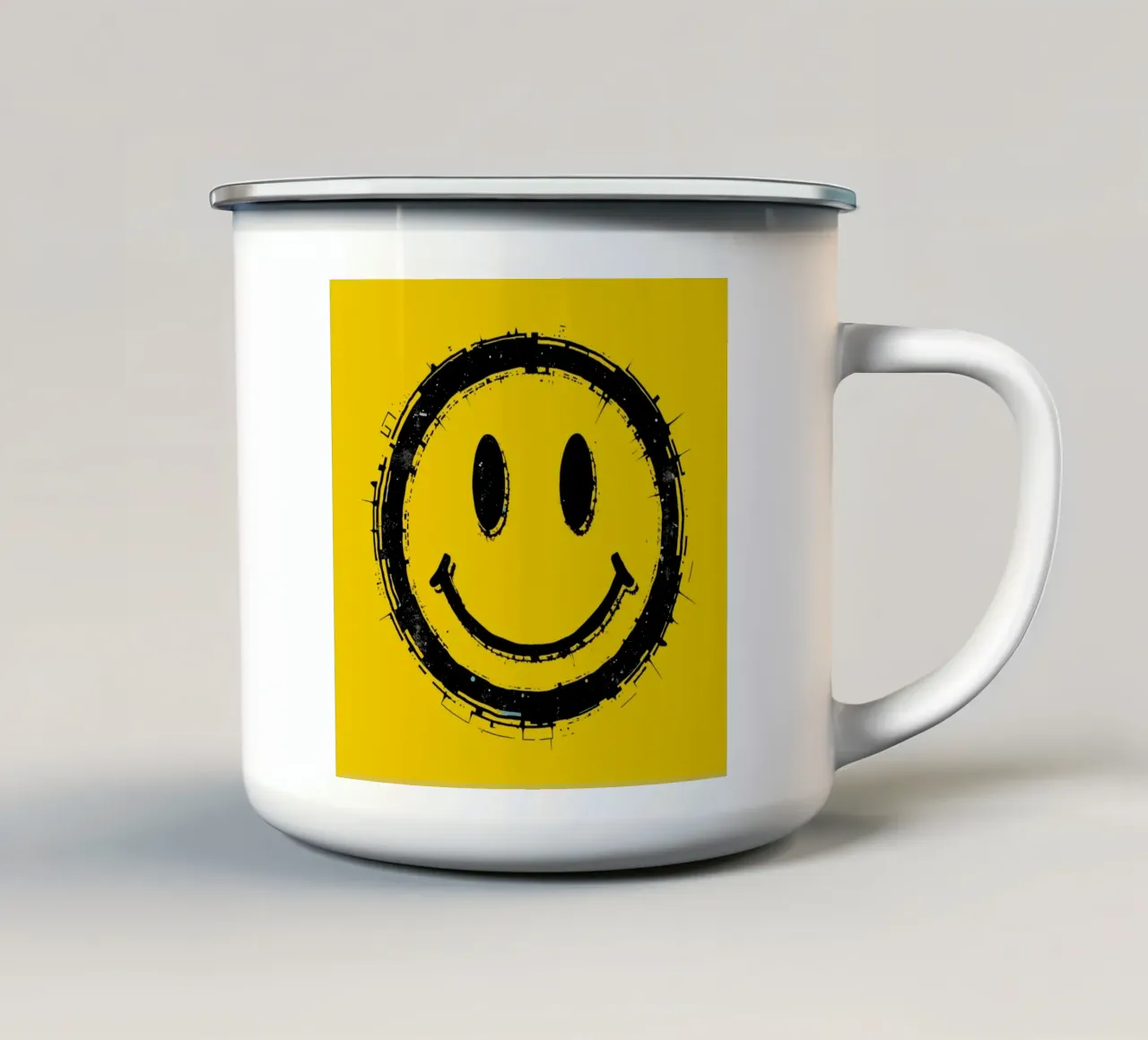 Emoji_StilA_gelb1 tazza in smalto da AI-Portraits by LK