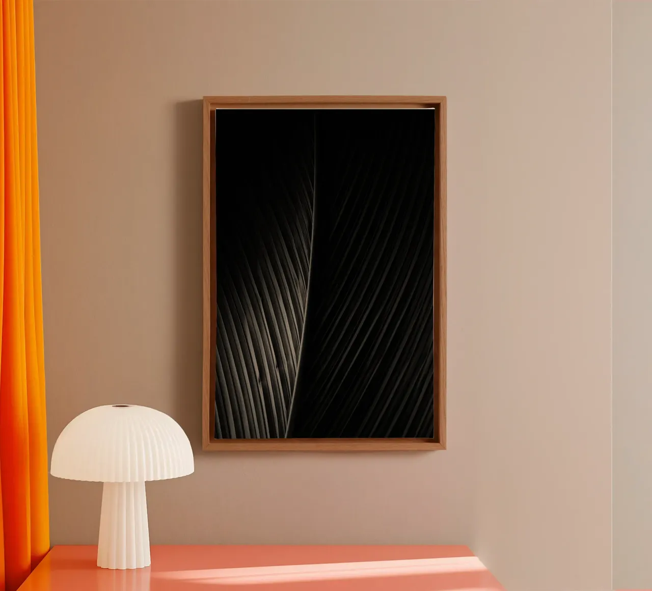 palmblad canvas met Baklijst van Earthly Visions