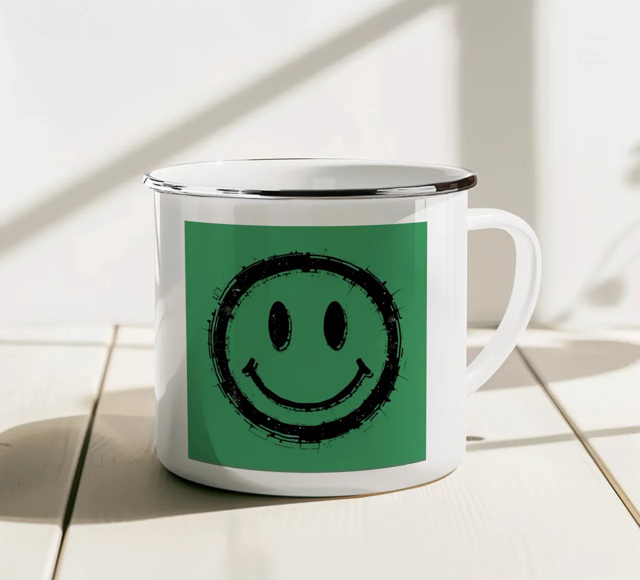 Emoji_StyleA_green1 tazza in smalto da AI-Portraits by LK