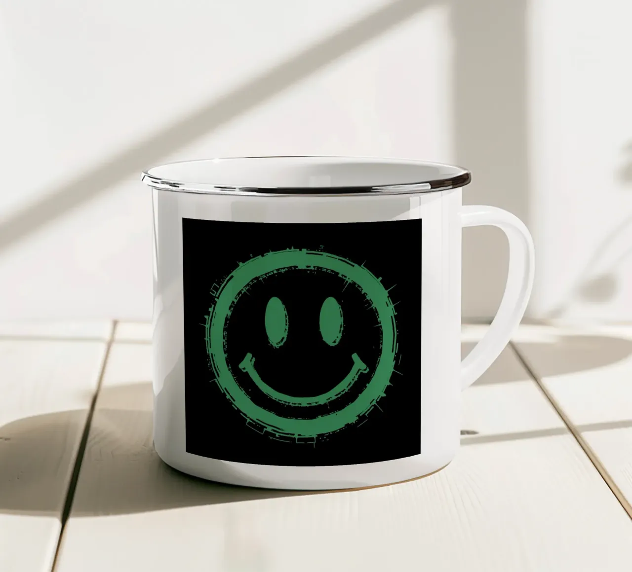 Emoji_StyleA_green3 tazza in smalto da AI-Portraits by LK