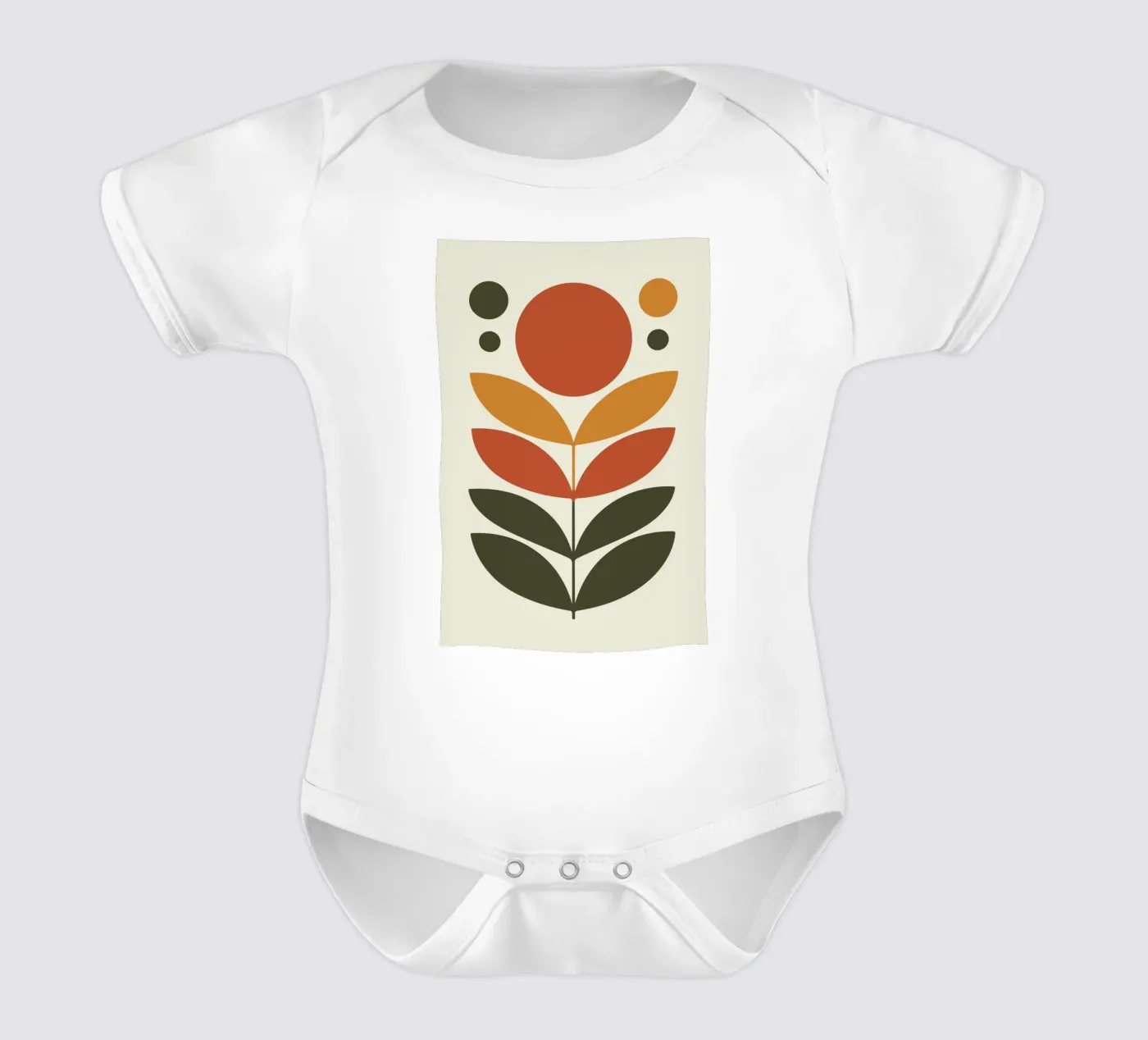 Floral Eclipse short-sleeve baby romper by LisaArtes