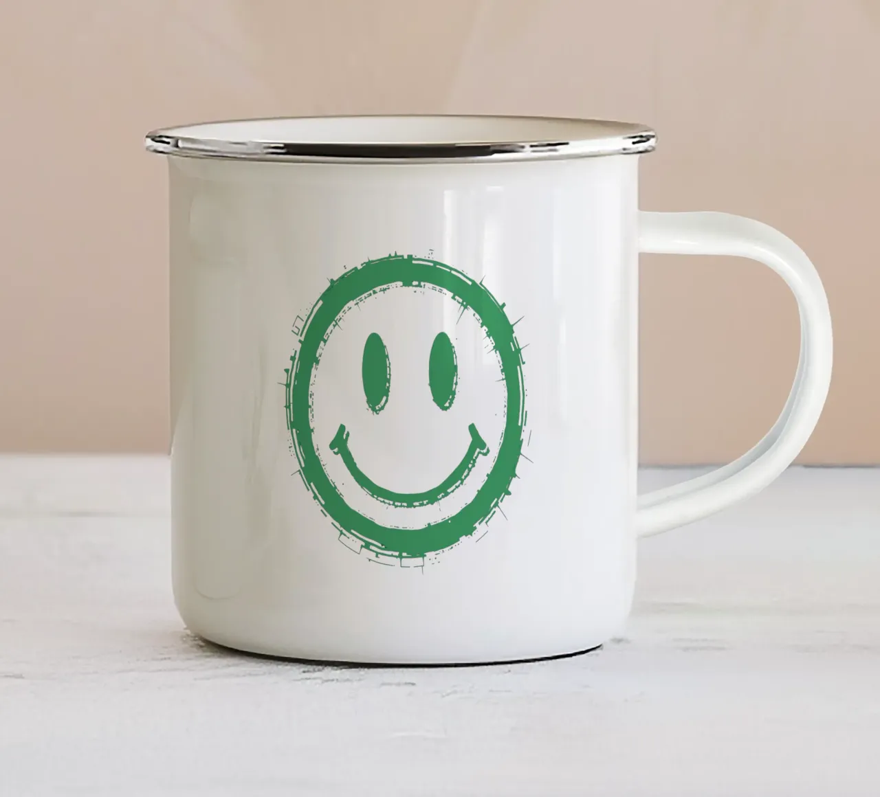 Emoji_StyleA_green4 tazza in smalto da AI-Portraits by LK
