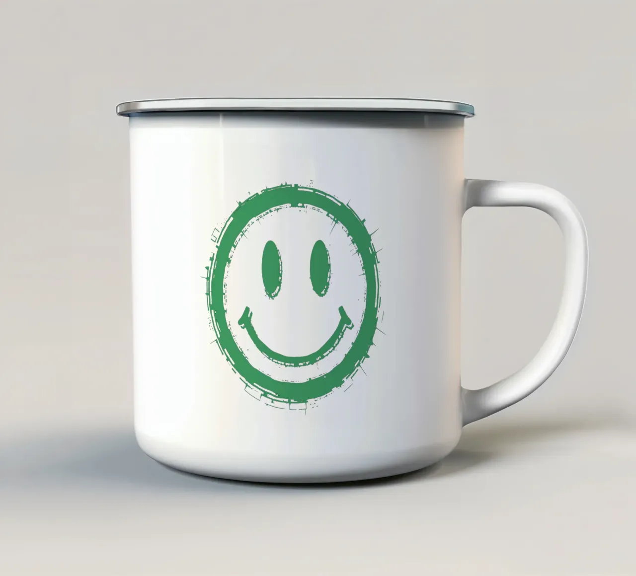 Emoji_StyleA_green4 tazza in smalto da AI-Portraits by LK