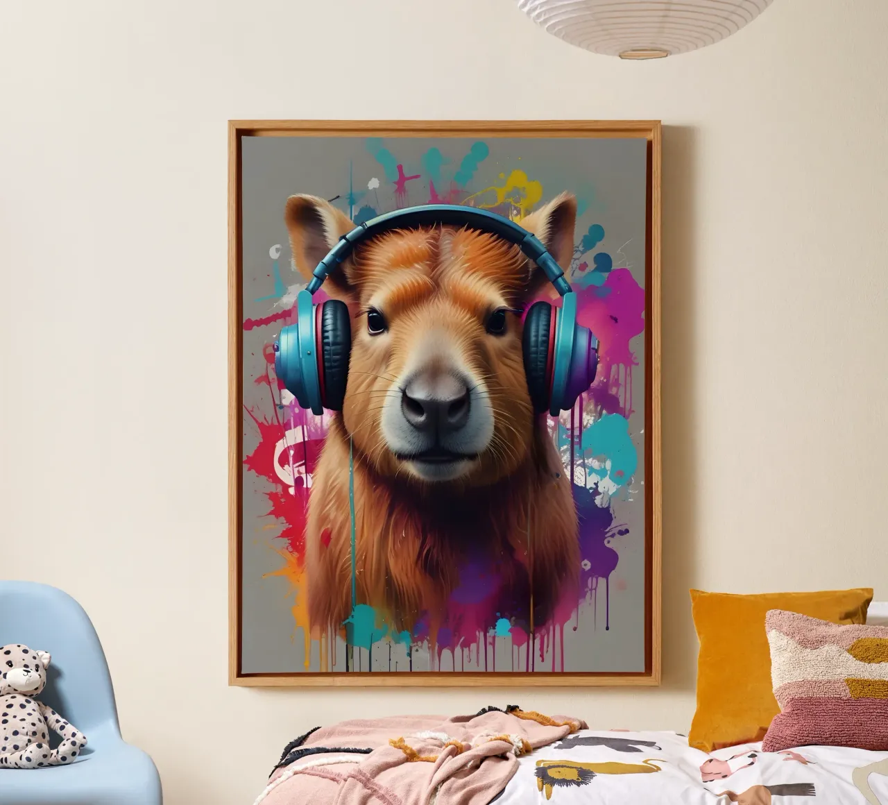 Graffiti musicali di Capybara tela con Cornice a cassetta da MakArena