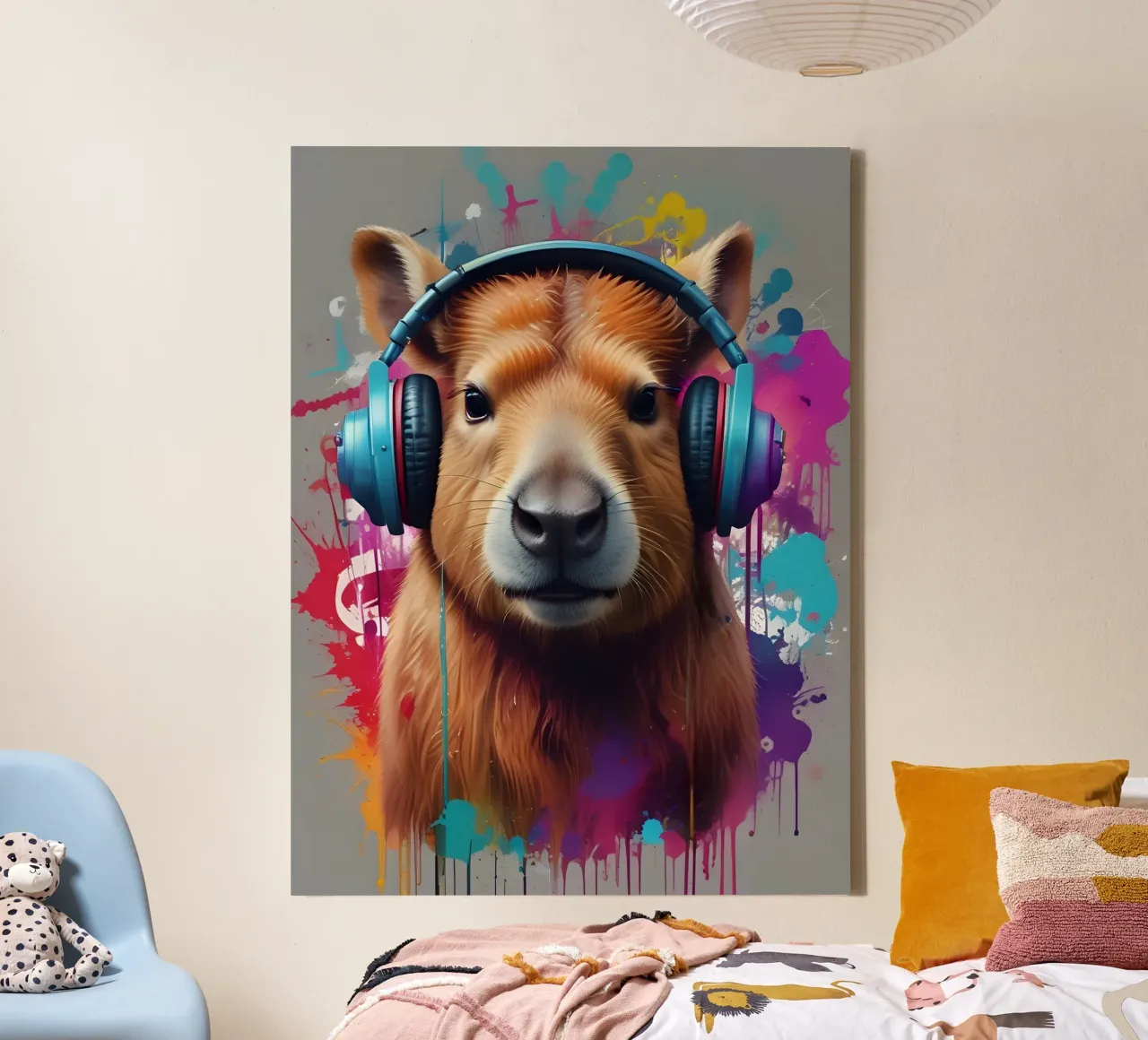 Graffiti musicali di Capybara tela con Cornice a cassetta da MakArena