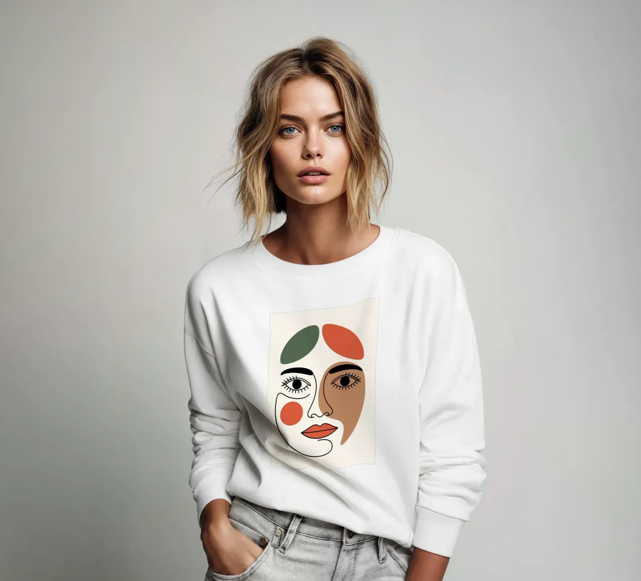 Fluid Expression Abstract Face in One Line sweat de LisaArtes