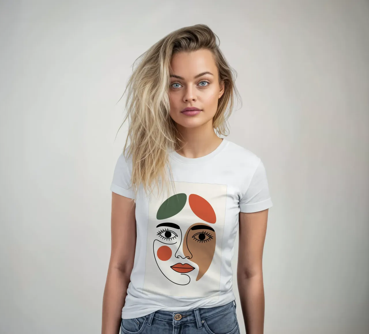 Fluid Expression Abstract Face in One Line t-shirt da donna da LisaArtes