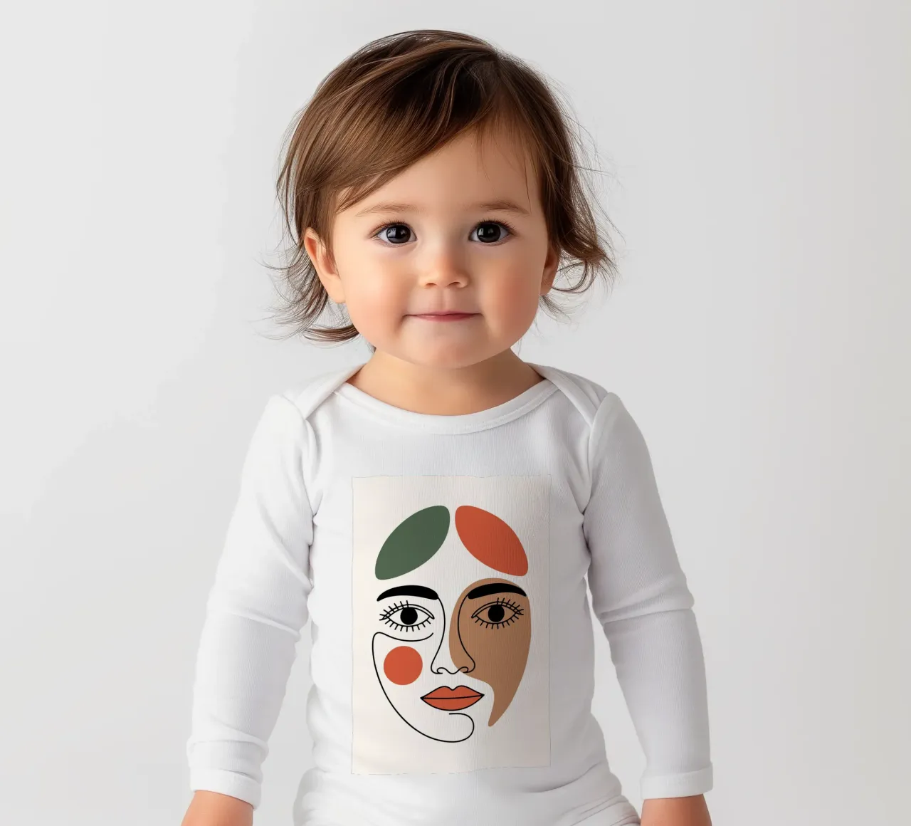 Fluid Expression Abstract Face in One Line body neonato maniche lunghe da LisaArtes