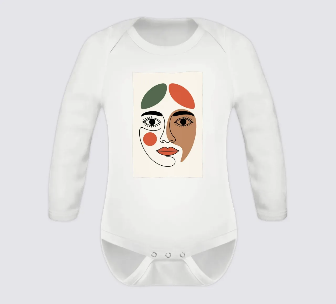 Fluid Expression Abstract Face in One Line body neonato maniche lunghe da LisaArtes