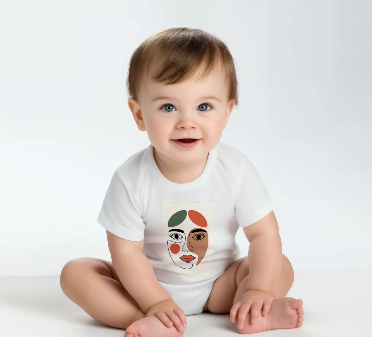 Fluid Expression Abstract Face in One Line Kurzarm Babybody von LisaArtes