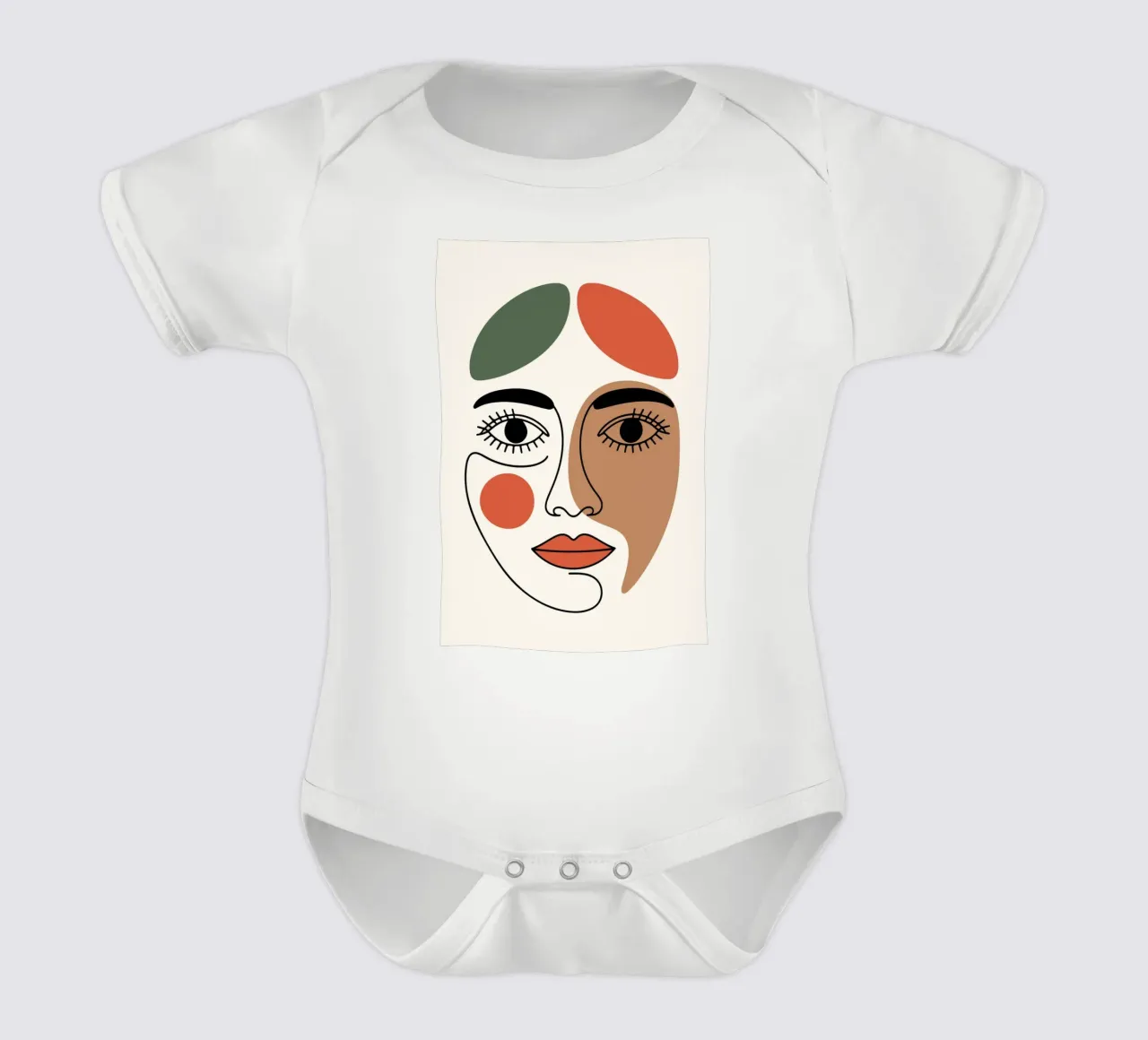 Fluid Expression Abstract Face in One Line Kurzarm Babybody von LisaArtes