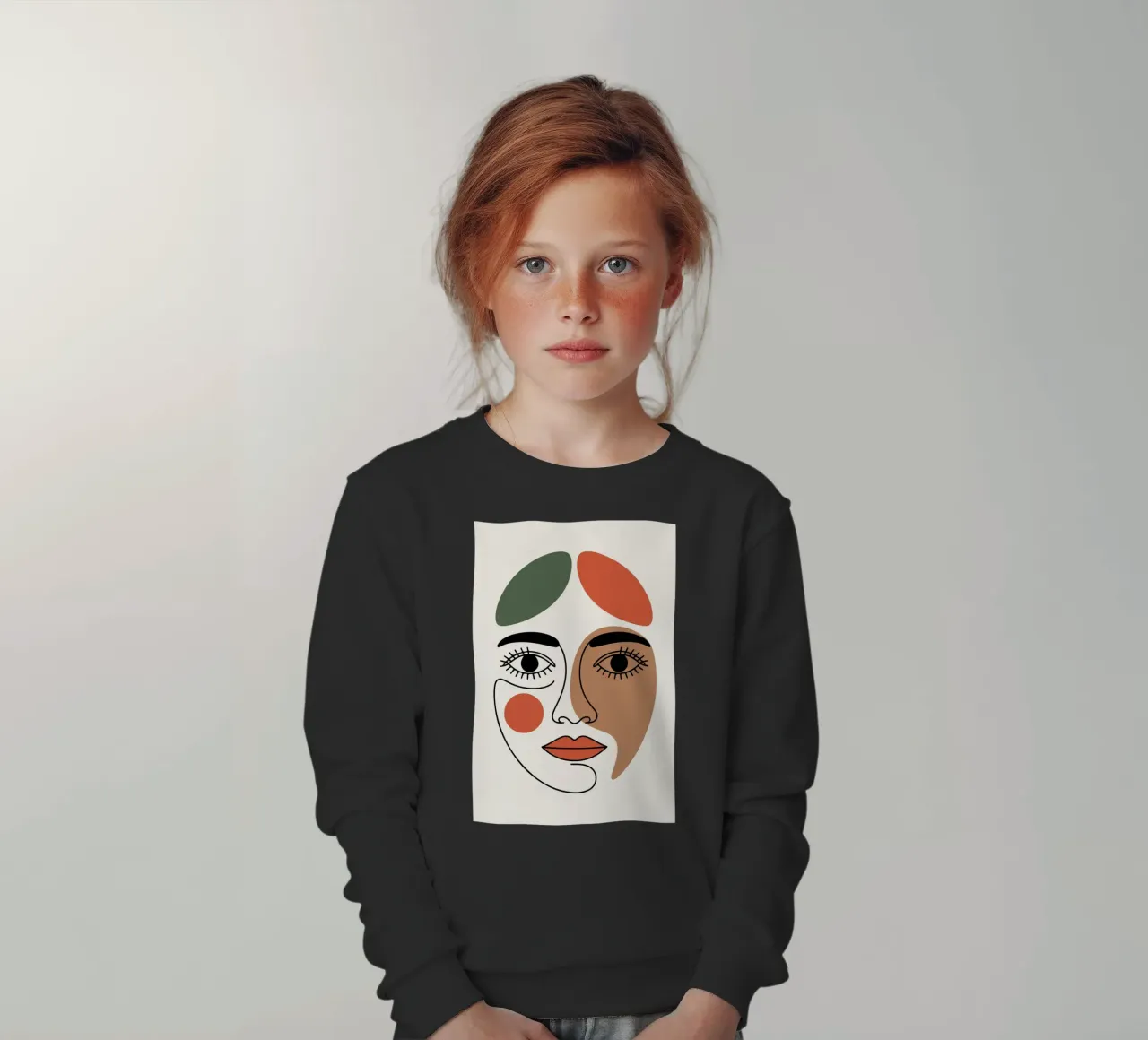 Fluid Expression Abstract Face in One Line felpa bambino da LisaArtes