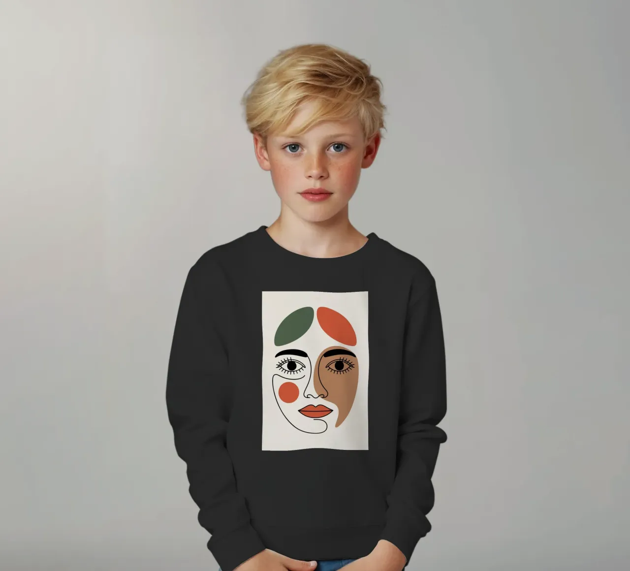 Fluid Expression Abstract Face in One Line felpa bambino da LisaArtes