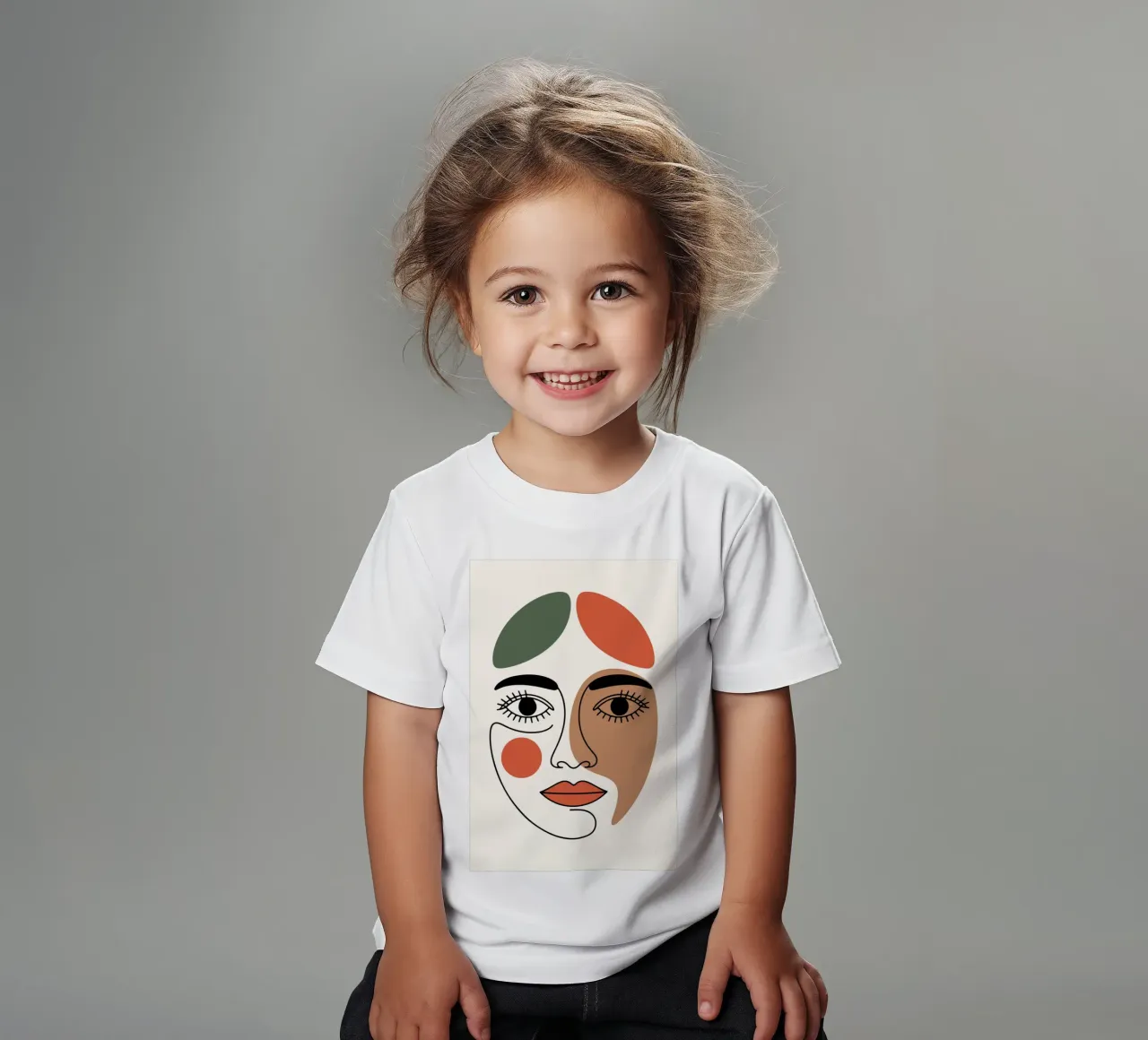 Fluid Expression Abstract Face in One Line t-shirt bambini da LisaArtes