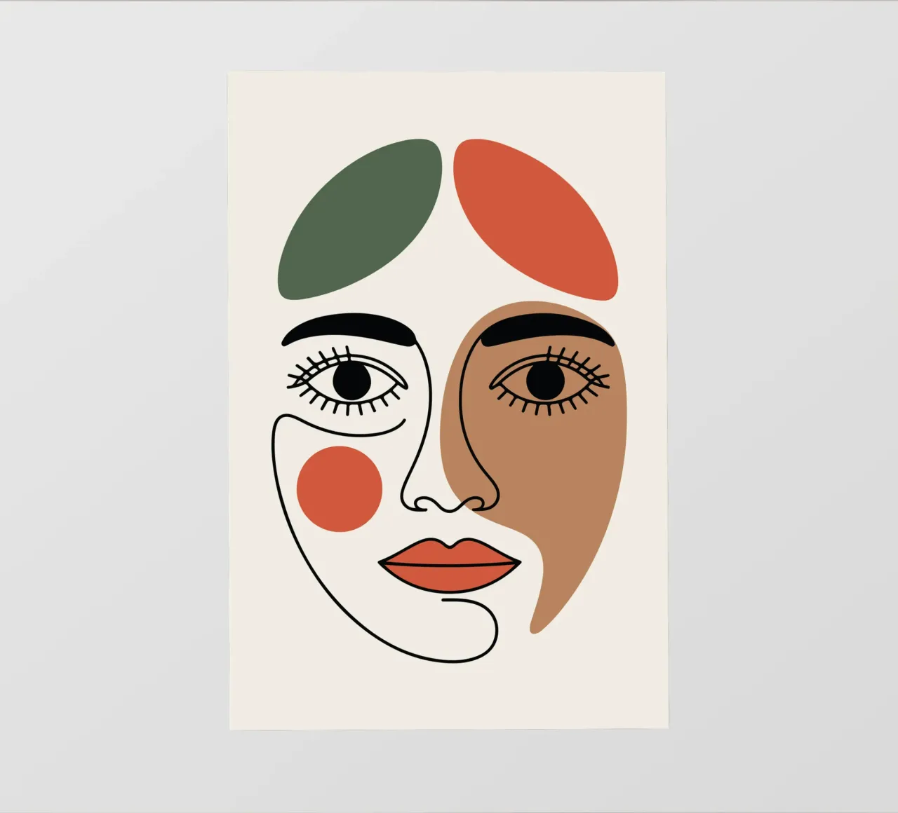 Fluid Expression Abstract Face in One Line papel para pared de LisaArtes