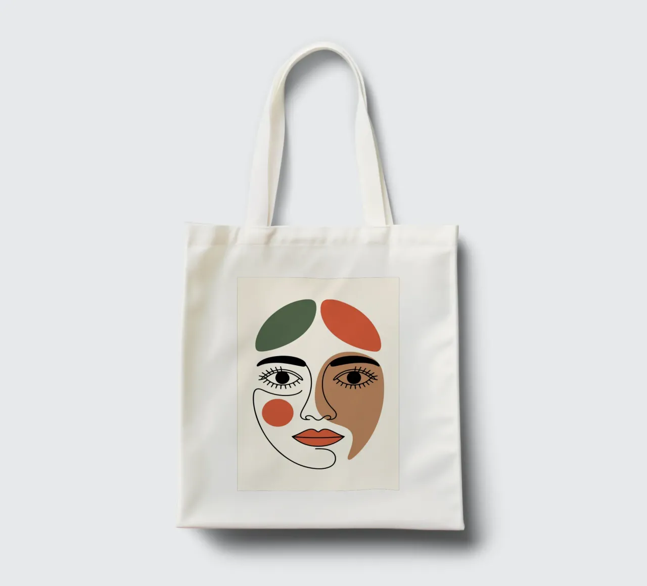 Fluid Expression Abstract Face in One Line borsa in juta da LisaArtes