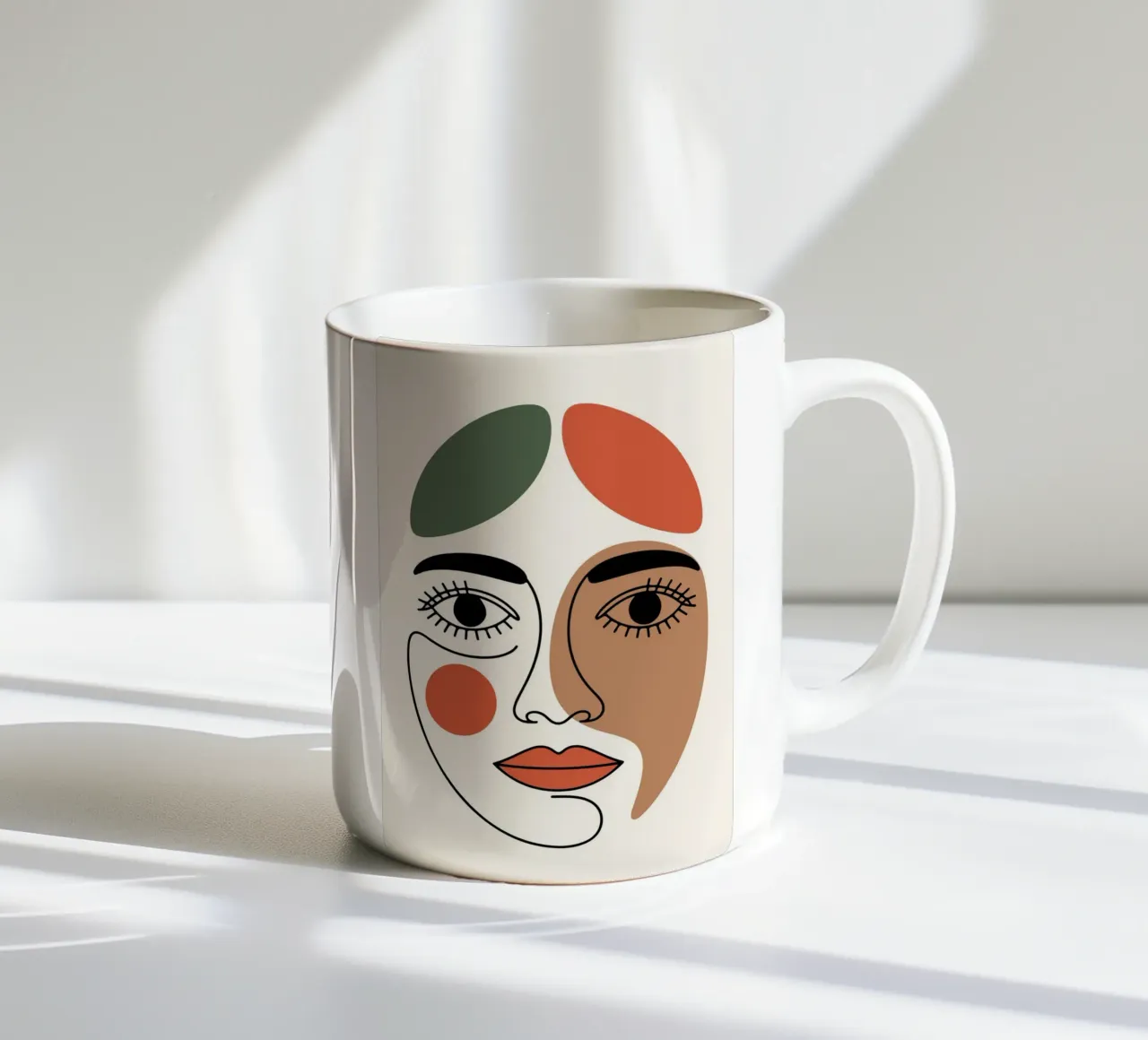 Fluid Expression Abstract Face in One Line tazza in ceramica da LisaArtes