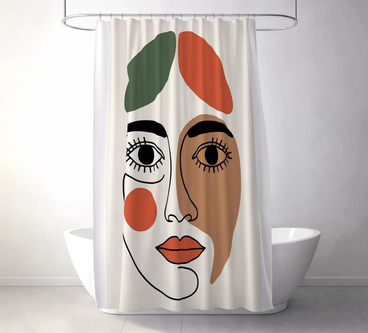 Fluid Expression Abstract Face in One Line tenda da doccia da LisaArtes