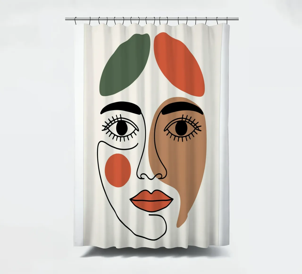 Fluid Expression Abstract Face in One Line tenda da doccia da LisaArtes