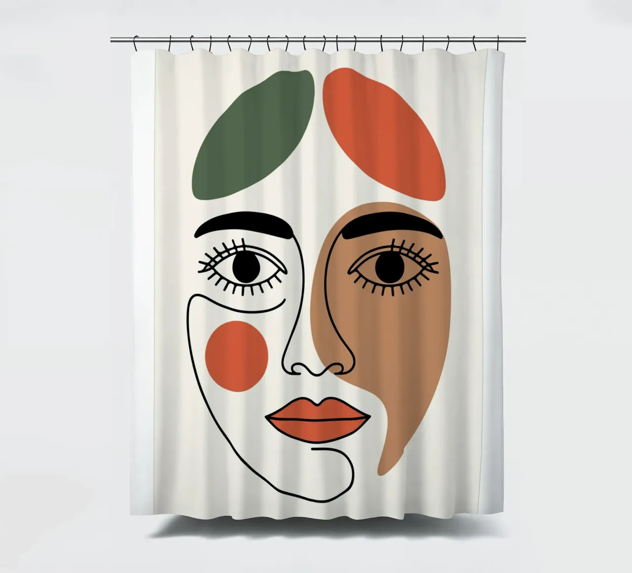 Fluid Expression Abstract Face in One Line tenda da doccia da LisaArtes