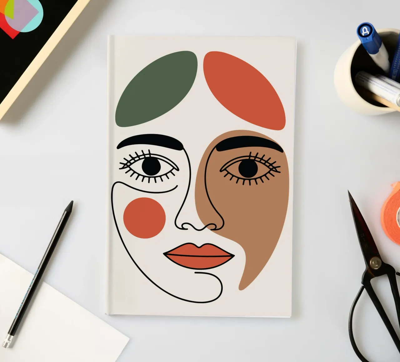 Fluid Expression Abstract Face in One Line diario da LisaArtes