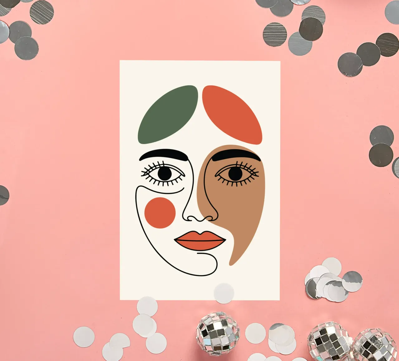 Fluid Expression Abstract Face in One Line Sticker von LisaArtes