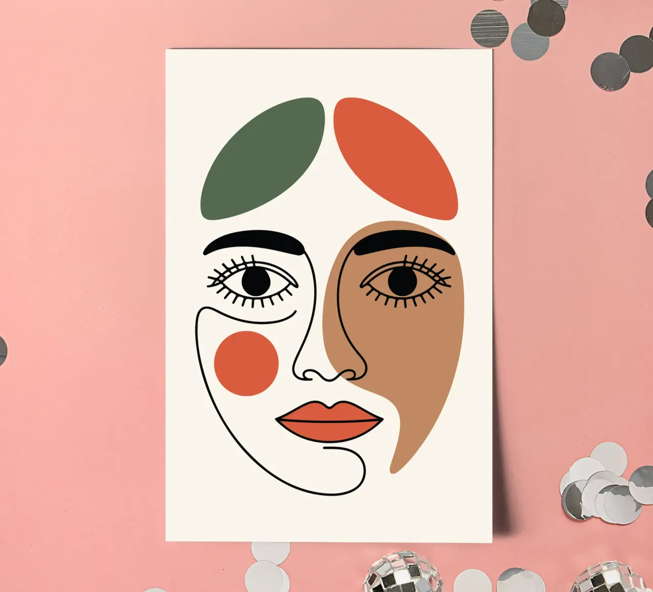 Fluid Expression Abstract Face in One Line foglio adesivo da LisaArtes