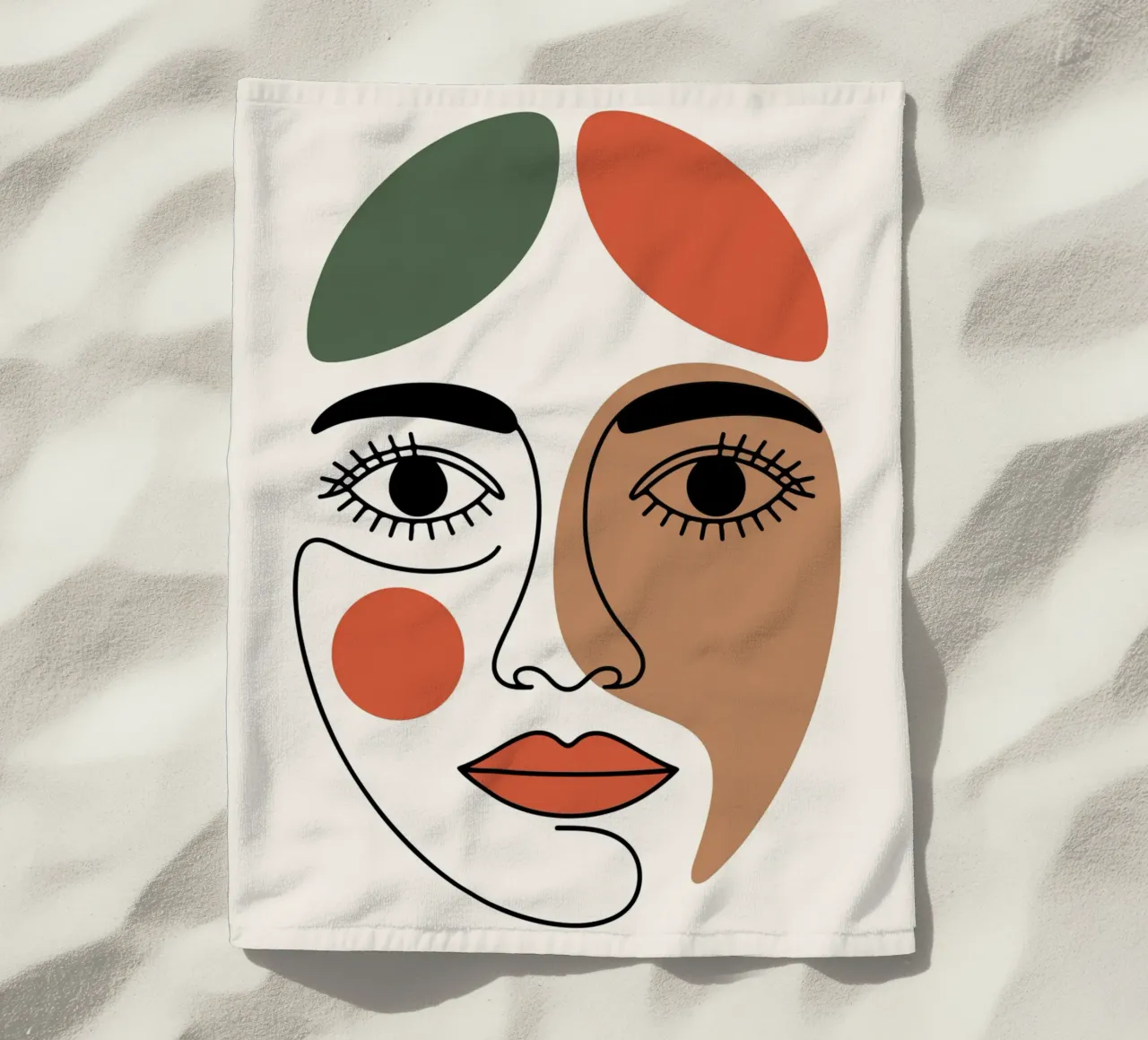 Fluid Expression Abstract Face in One Line telo mare da LisaArtes