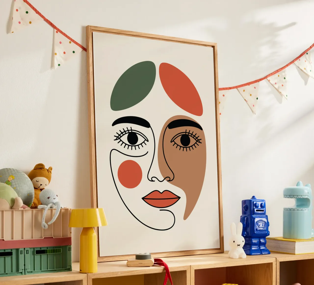 Fluid Expression Abstract Face in One Line acryl van LisaArtes