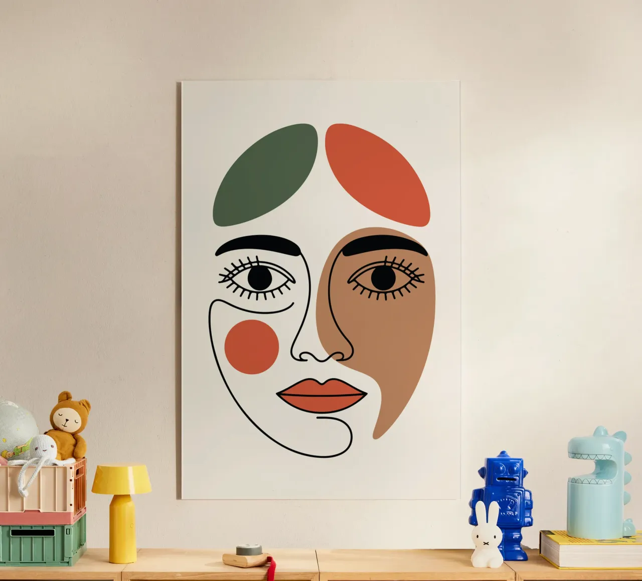 Fluid Expression Abstract Face in One Line acryl van LisaArtes