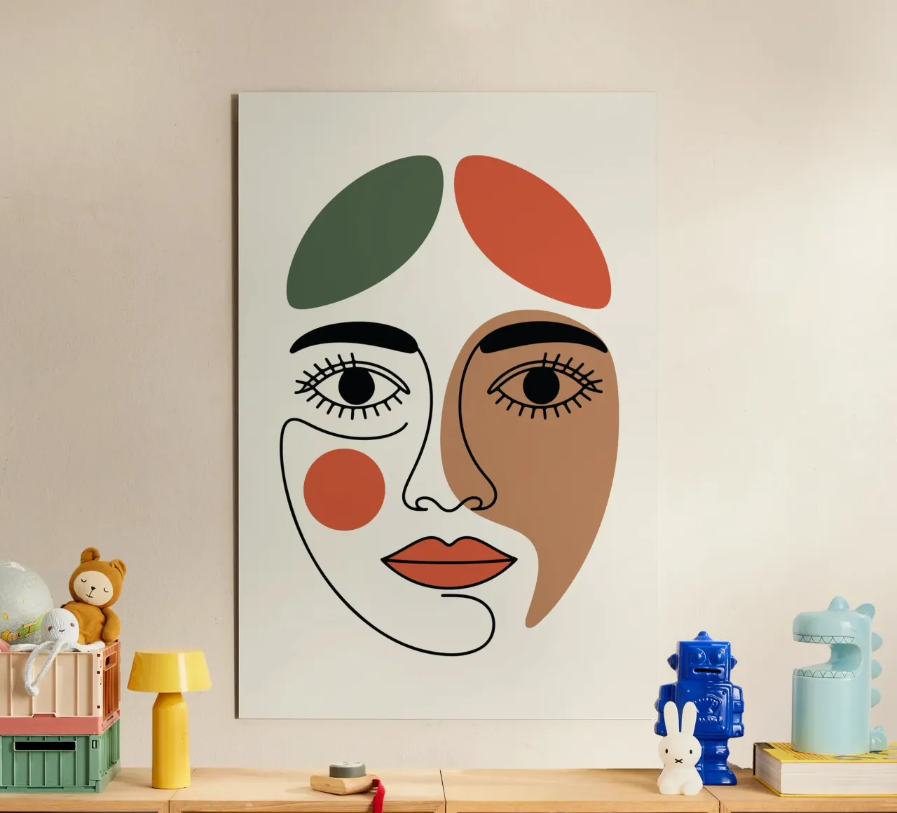Fluid Expression Abstract Face in One Line Alu-Dibond von LisaArtes