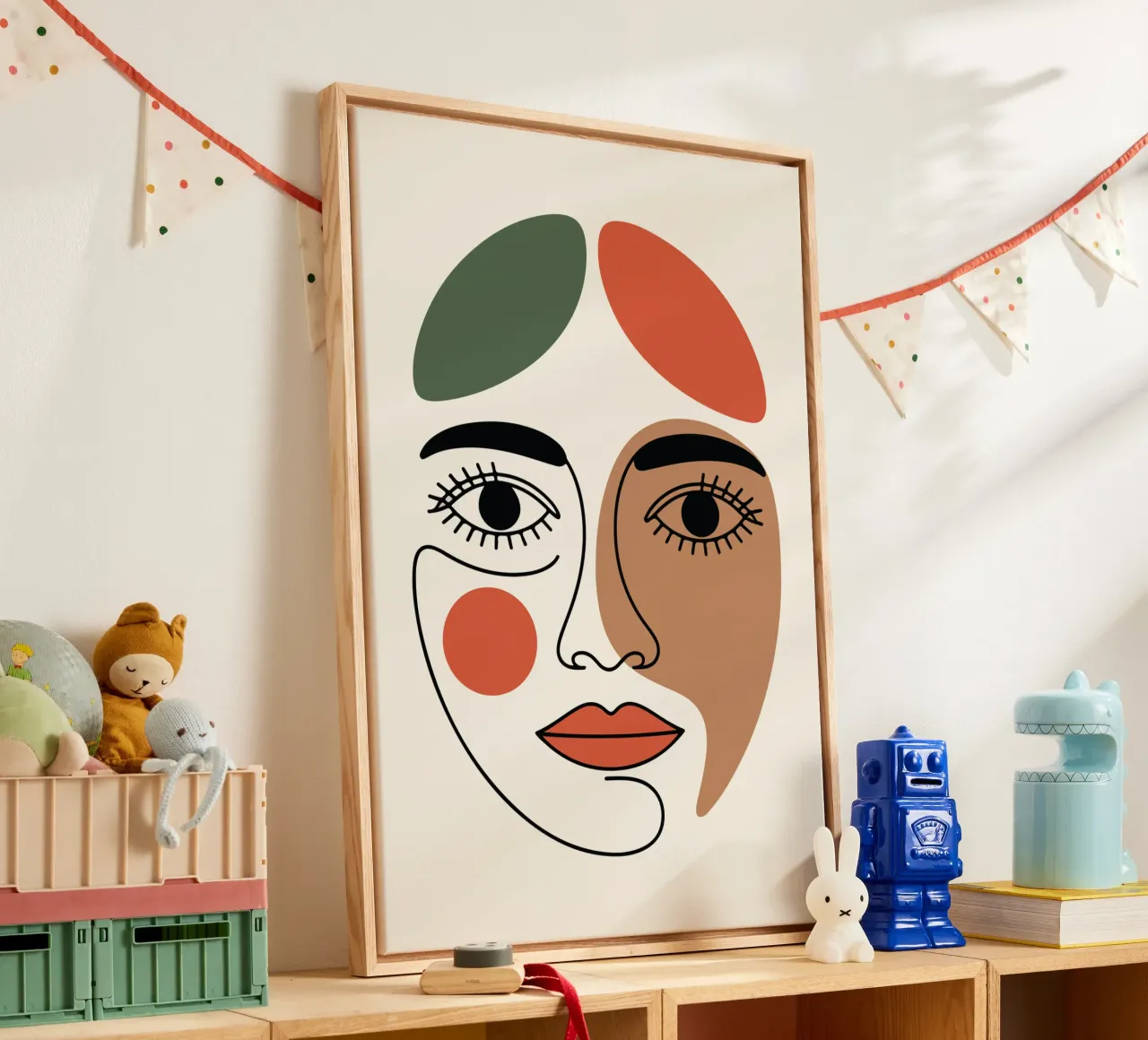 Fluid Expression Abstract Face in One Line canvas van LisaArtes