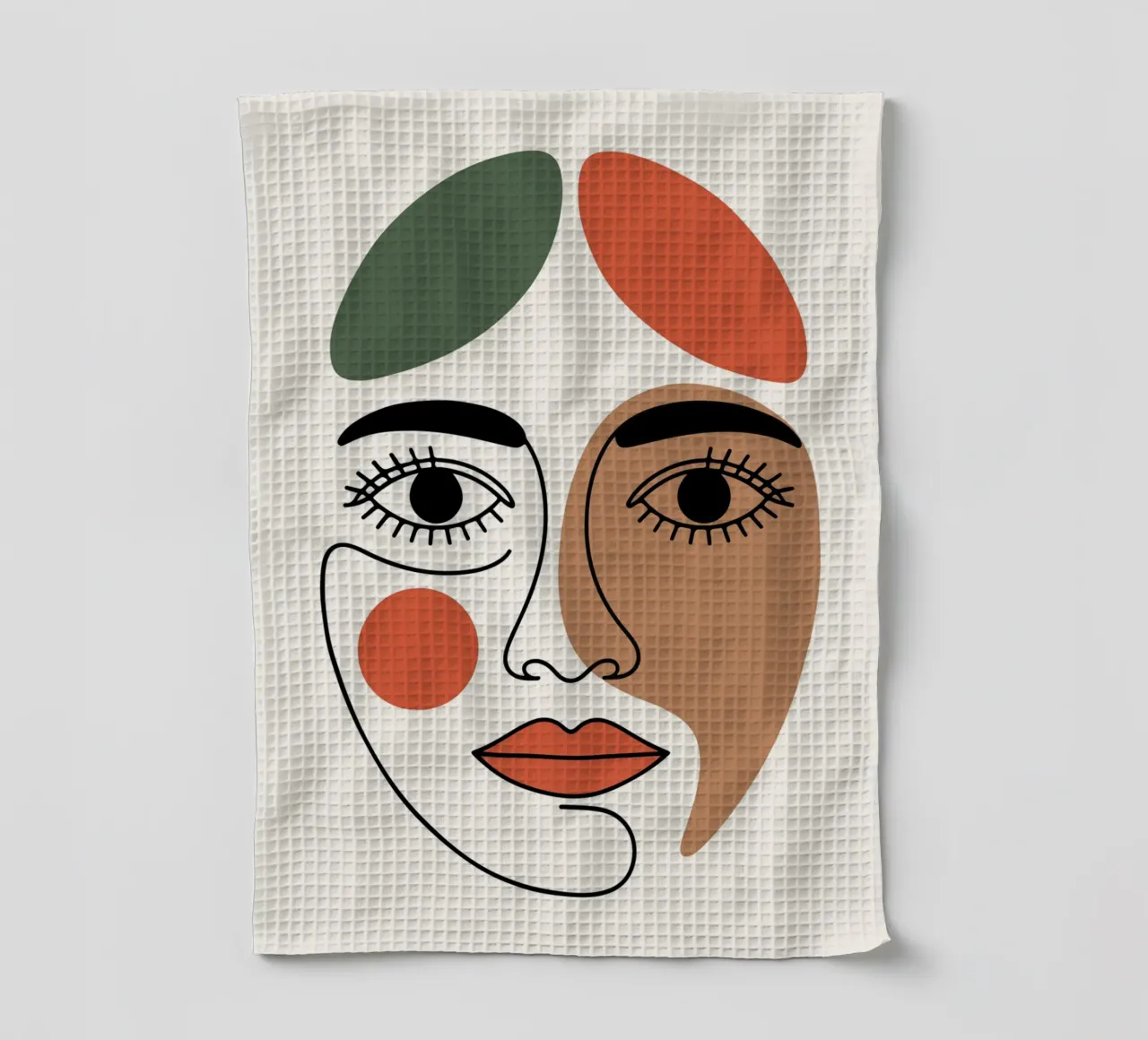 Fluid Expression Abstract Face in One Line canovaccio da cucina da LisaArtes