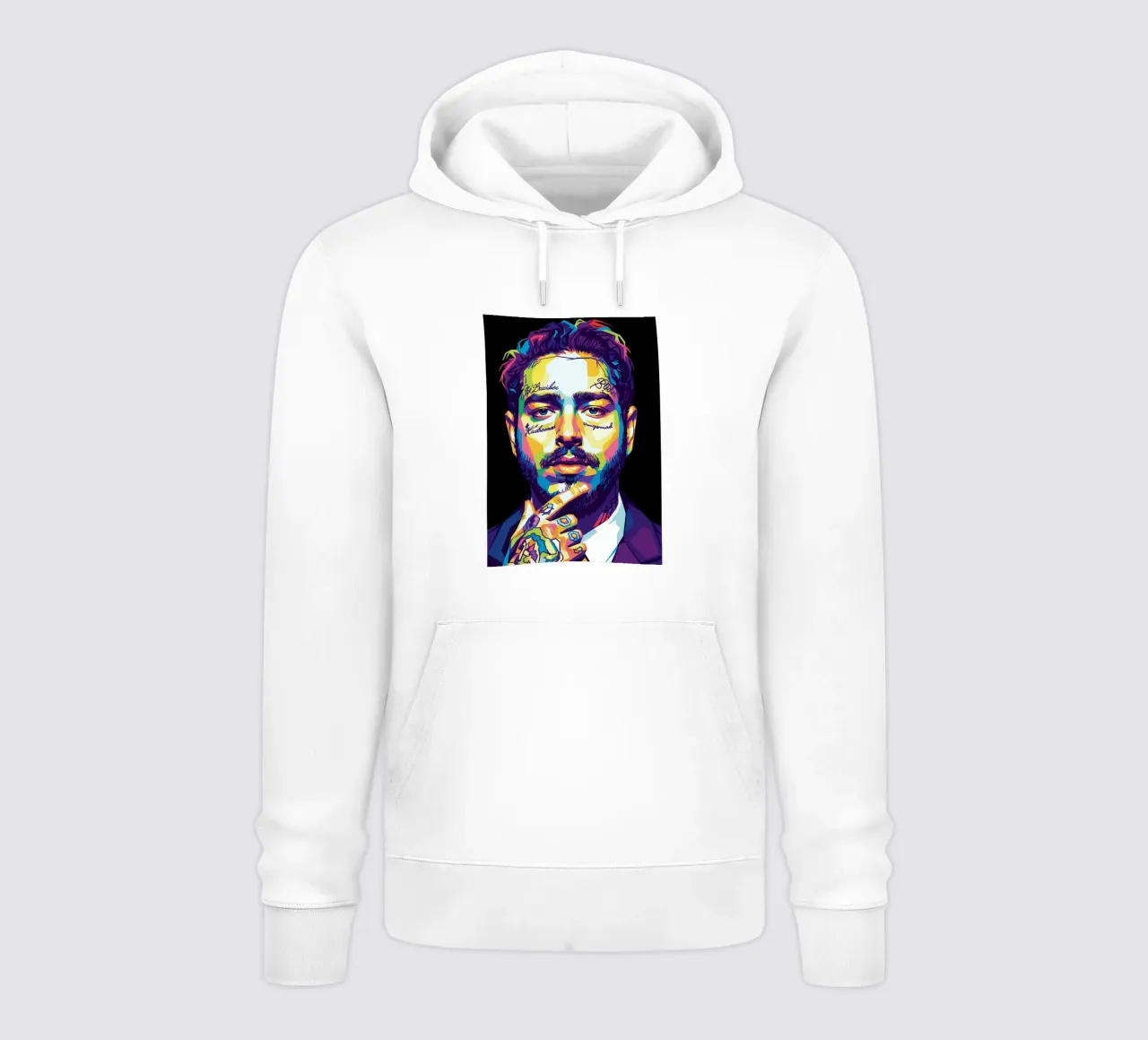 Ritratto pop art di Post Malone felpa con cappuccio da Hantamrata