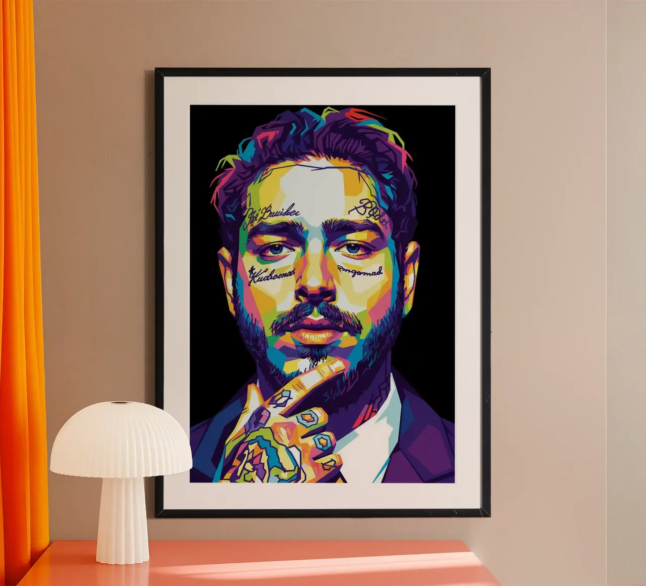 Ritratto pop art di Post Malone poster da Hantamrata