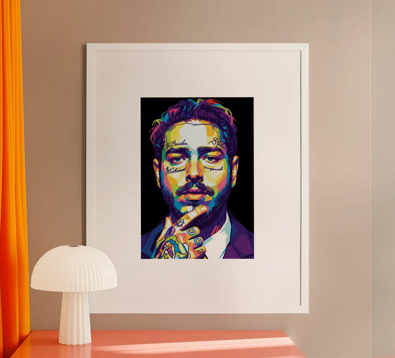 Ritratto pop art di Post Malone poster da Hantamrata