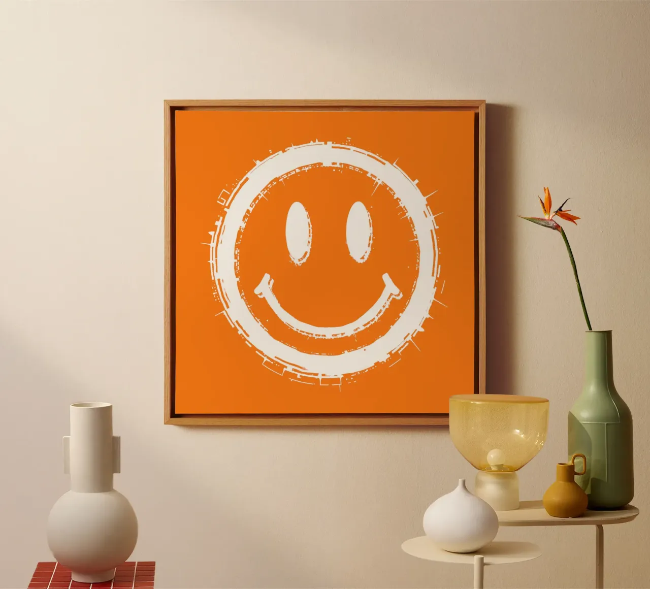 Emoji_StyleA_orange2 tela con Cornice a cassetta da AI-Portraits by LK