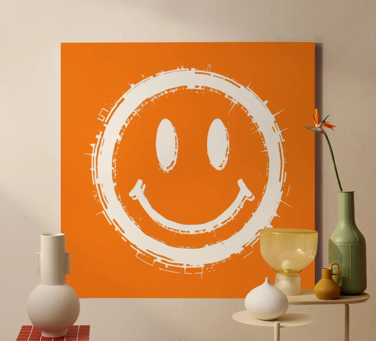 Emoji_StyleA_orange2 tela con Cornice a cassetta da AI-Portraits by LK