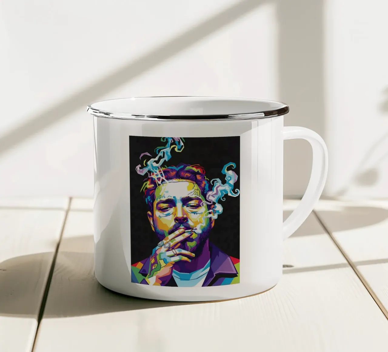 Post Malone che fuma tazza in smalto da Hantamrata