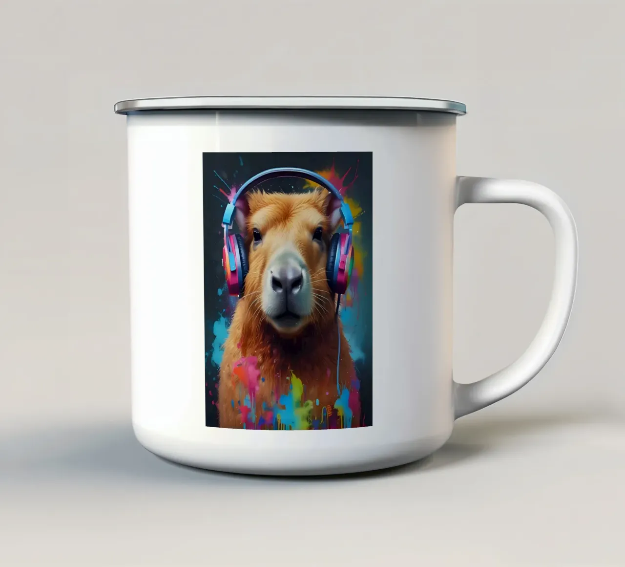 Capibara dj art tazza in smalto da MakArena