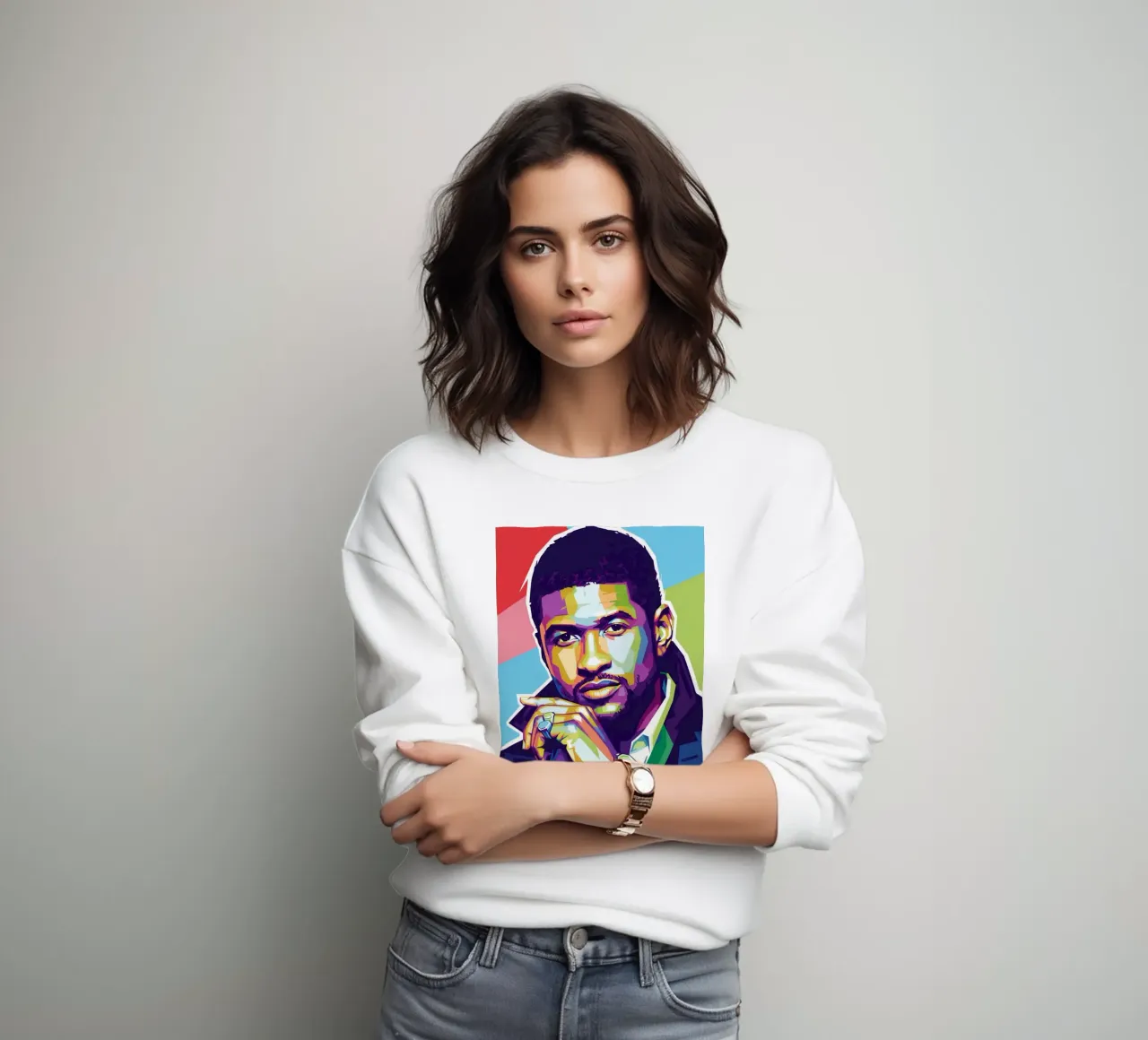 Ritratto pop art di Usher felpa da Hantamrata