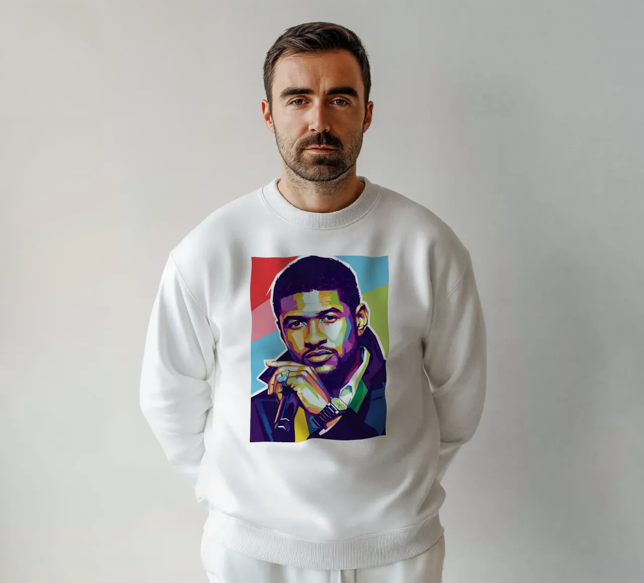 Ritratto pop art di Usher felpa da Hantamrata