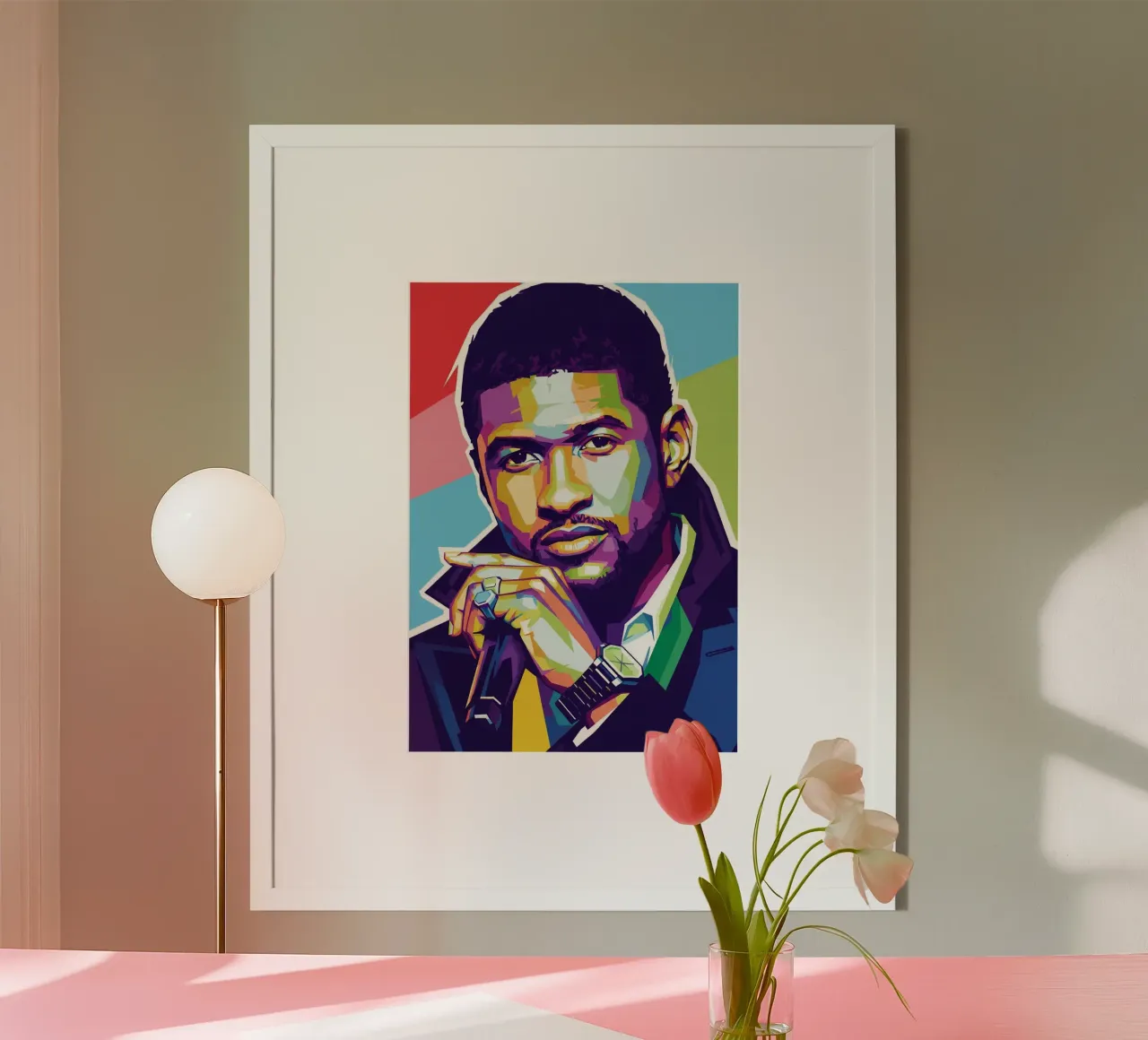Ritratto pop art di Usher poster da Hantamrata