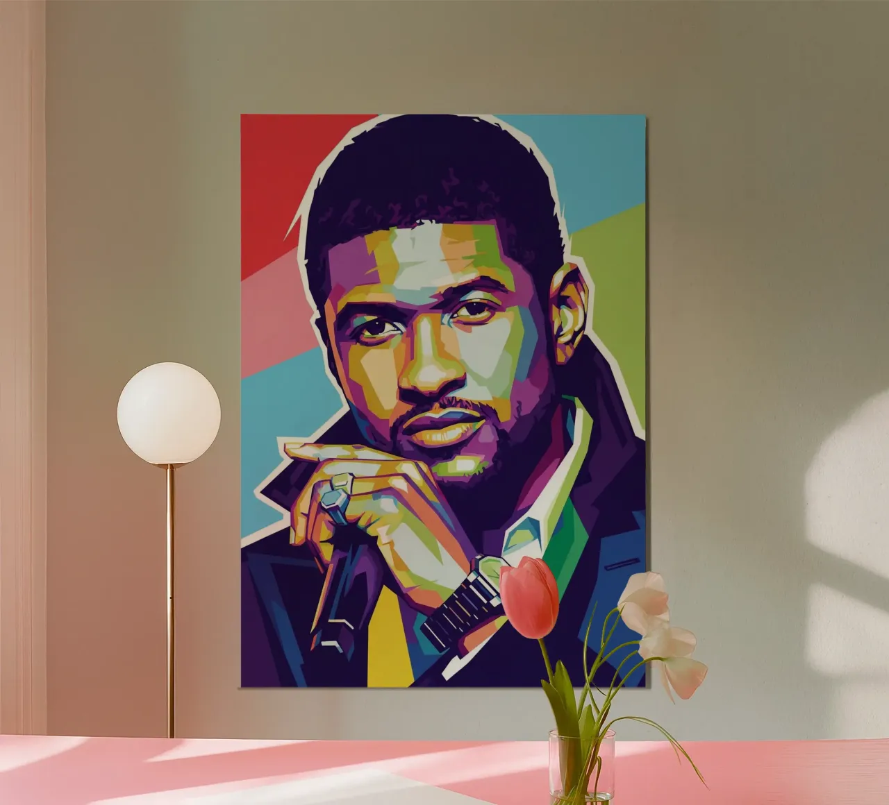 Ritratto pop art di Usher poster da Hantamrata