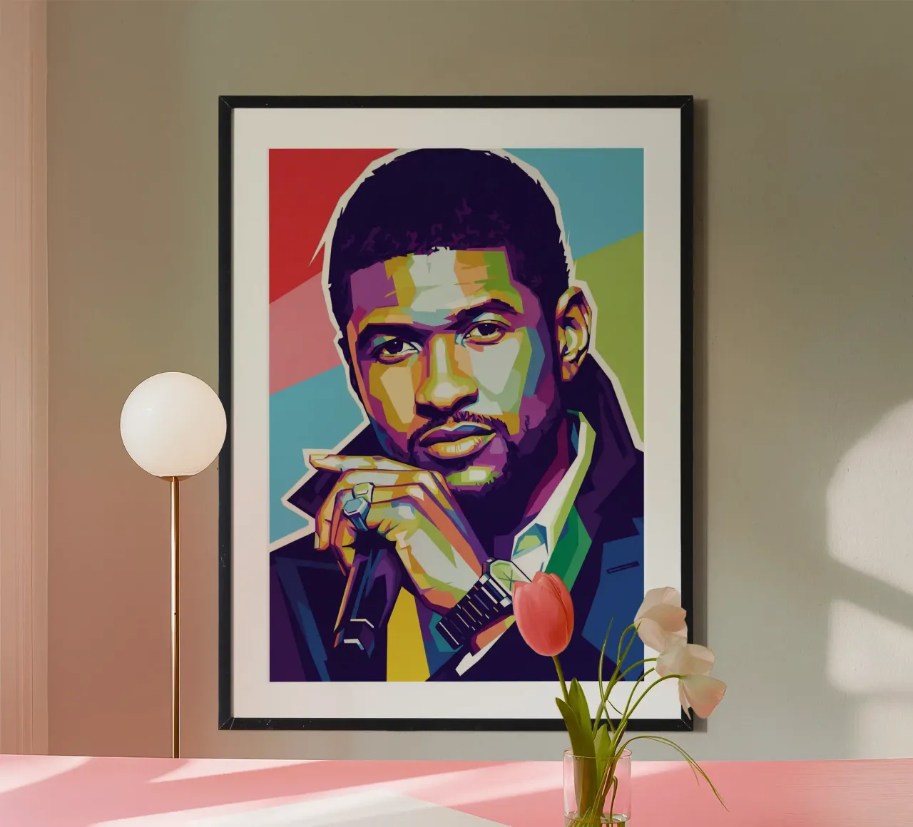 Ritratto pop art di Usher poster da Hantamrata