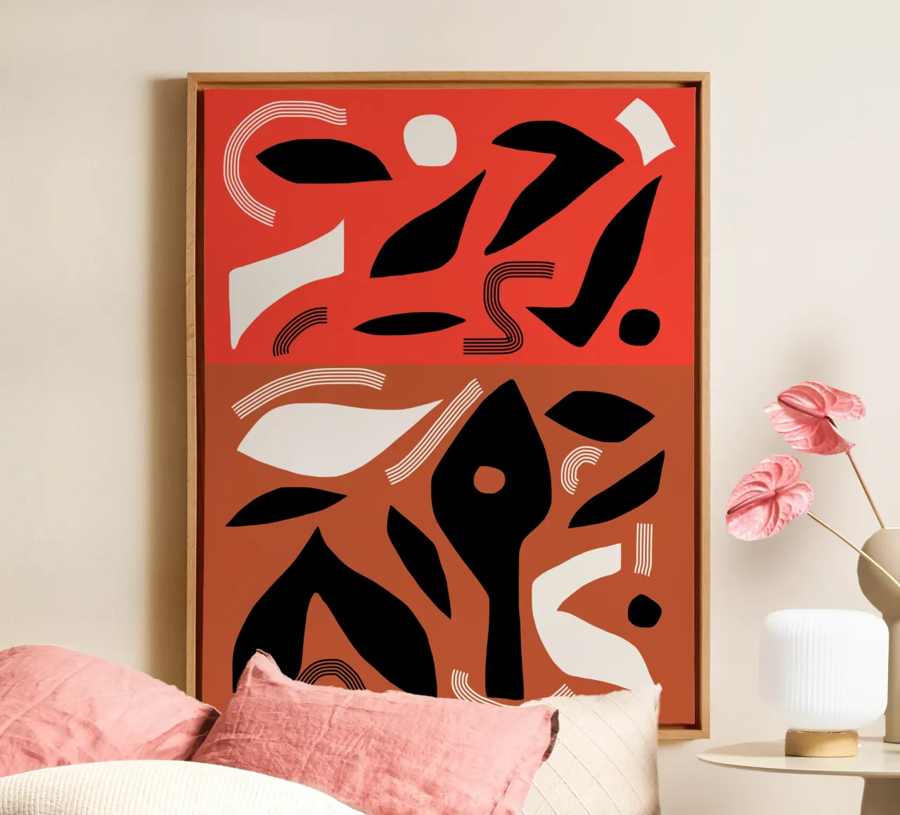 Bold color cut out canvas with Floater frame by Little Dean